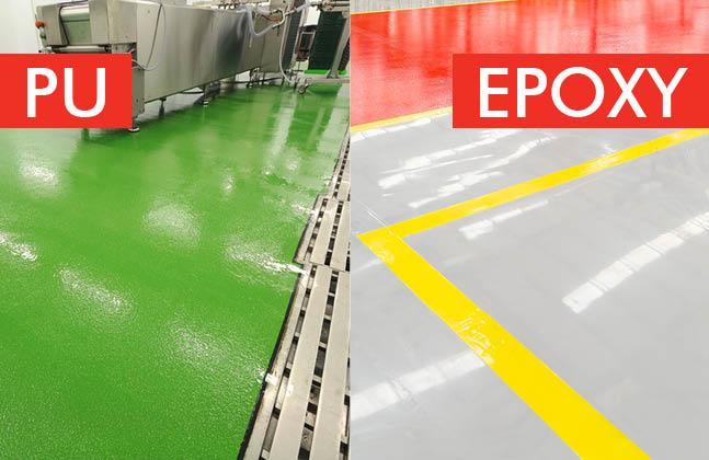 Industrial facility showcasing epoxy and polyurethane floor coating systems