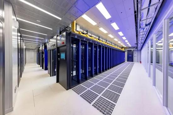 Modern data center with anti-static ESD flooring and server racks