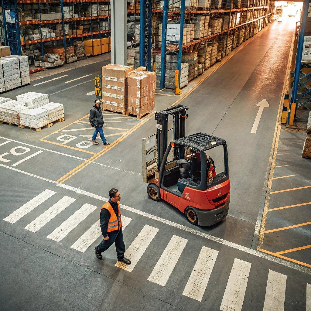 High-traffic manufacturing facility with industrial flooring and forklift movement